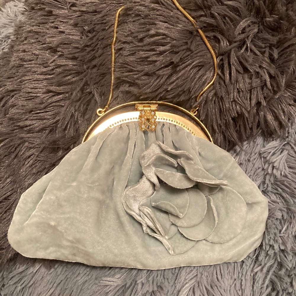 Banana Republic light blue velvet clutch